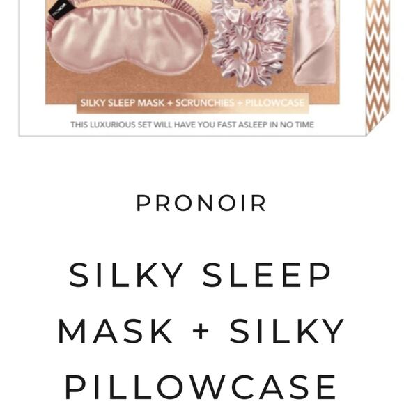 PRONOIR BEAUTY SILKY SLEEP SET IN PINK: PILLOWCASE, SLEEP MASK, 3 SCRUNCHIES - Picture 3 of 6